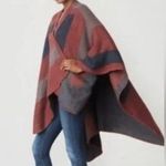 BB Dakota  Poncho Wrap in Mulberry Blue Gray Red Knit Striped Photo 0