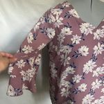 Skies Are Blue Boho Floral Womens Top 1X Mauve Ruffle Romantic Flutter Cottage Photo 2