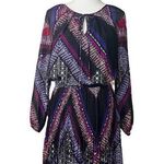 Melissa Paige  Women's Blouson Long Sleeve Pleated Tie Neck Dress Size Medium M Photo 0