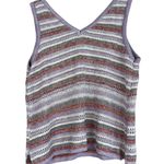 Cloud Chaser  Tank Top Womens L Purple Striped Crochet Knit Retro Y2K 70s Boho Photo 2