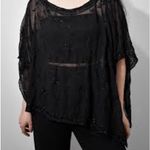 Scala  Black Sheer Floral Blouse Photo 10