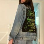 Custom Patchwork Boyfriend Trucker Jean Jacket Blue Size M Photo 1