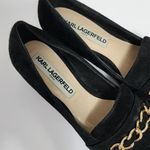 Karl Lagerfeld  Paris Black Suede Kiltie Block Heel Square Toe Pumps Size 6½ Photo 2