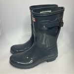 Hunter  original glossy gray rain boots waterproof modern‎ trendy woman’s size 10 Photo 3