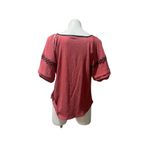Adrienne Vittadini  Women's Red Crochet Blouse 1X Short Sleeve Casual Photo 3
