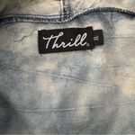 Vintage THRILL Lightweight Acid Wash Denim Duster Fringe Edges Hippie Festival Blue Size XL Photo 9