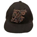 Men’s 210 fitted hat baseball cap flat bill crackle print A Wool Acrylic Spandex Black Photo 0