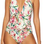 Carmen Marc Valvo NWOT yellow & pink tropical floral one piece halter swimsuit Photo 0