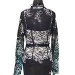 Cache Luxe Black Lace Sheer Illusion Lace Top Jacket White Trim New $228 NWT Photo 10