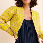 Antik Batik Mori Quilted Jacket Coat Womens Sz Medium Cotton Boho Yellow Floral Photo 0