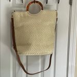 Banana Republic Cream Boho Woven Tote with Tan Accents Photo 1