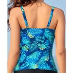 Aqua Eve Tankini Top Women L Blue Tropical Leaves Ruched Tummy Control Beach Size L Photo 4