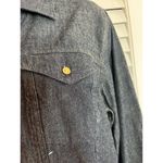 Talbots dark wash denim blouse size 10P 100% cotton goldtone buttons Excellent Photo 2