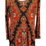 Raga  Boho Paisley Mini Dress Black Red Low Back Flutter Sleeve XS New Photo 0