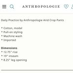 Anthropologie NWT  Daily Ritual Arid Crop Pants Photo 5