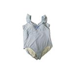 Time and Tru Plus 3X Blue Striped One Piece‎ Swimsuit Ruffle V Neck 24W 26W Photo 9