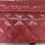 Calvin Klein Red Quilted Faux Python Crossbody Bag Chain Strap 8"x5.5" Y2K Photo 9
