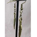 Handmade  Bronze Dangly Feather Earrings Photo 2