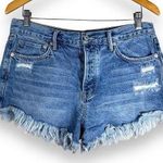Free People We The Free Denim Cut Pff Mini Distressed Shorts Size 28 Photo 0