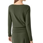 NWT OGL Light Warm Round Neck Ruched Side Top Women’s Size Small Moss Green Photo 2