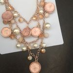 Ellen Tracy  3 layered Necklace & Earrings Peach Photo 1