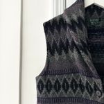 Lauren Ralph Lauren Purple Grey Fair Isle Lambswool Button Sweater Vest Large Photo 2