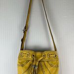 Fossil Fifty Four Shoulder Bag Studded Yellow Leather Purse Tassel Western Boho Photo 1