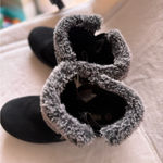   winter boots Khombu  snow  Womens 7M Lisa Black Leather Faux Fur Zip Photo 4