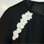 Kate Spade Black/White Crepe Short Sleeve Embroidered Lace Top/Blouse Size 6 Photo 4