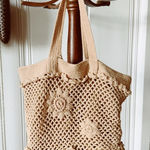 Handmade Crochet Knit Boho Handbag Purse Tan Photo 0