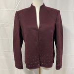 Anne Klein  Wool Blend Studded Blazer Jacket Coat Sz PS Maroon Classic‎ Career Photo 1
