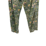 Anthropologie Classic Seamed Joggers Pants Floral Linen Blend Green Size Large Photo 9