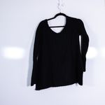 Donna Karan Cashmere Silk Fuzzy Knit V Neck Pullover Sweater Solid Black Small Photo 3