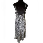 A New Day Black White Leopard Print Silky Sultry Luxe Classy Midi Slip Dress Photo 4