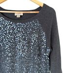 Ann Taylor LOFT Sequin Cotton Sweater in Charcoal Gray 3/4 Sleeves Boat Neck, Size Medium Photo 3