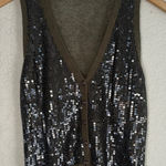 Fossil Vintage  Olive Green Vest Button Up Sequin Festival Boho Indie Large Y2K Photo 0