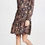 Preen by Thornton Bregazzi silk blend long sleeve draped flowy mini dress poppy Size 8 Photo 4