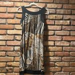 AB Studio  Shift Dress Womens Small Black Tan Animal Knit Tank Style Pull Over Photo 2