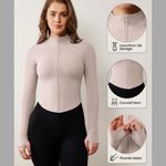 NWT Cream Fitted Athletic Jacket W/ Thumb Holes Sz XS White Photo 3