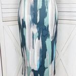 NY & Comp. Paint Stroke Print Stretch Scuba Knit Pencil Skirt Blue Grey‎ 2 Photo 0