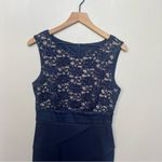 Connected Apparel  Navy Blue Sequins Lace Sheath Dress Tiered Skirt Size 8 Photo 2