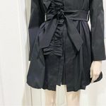 Joseph Ribkoff Style 12714 Black Belted Dress Coat with Big Flower Accent Size 2 Photo 5