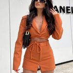 ZARA  Tangerine Tied Crop Blazer Photo 1