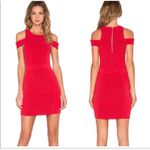 Parker Red Boomerang Knit Bodycon Cold Shoulder Dress Sz S Small $298 Poinsettia Photo 1