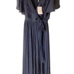 Free People  NWTs Fiona Midnight Blue Navy Wrap Maxi Dress size small Photo 3