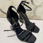 YSL Yves Saint Laurent opyum leather Black Sculptural Heel Sandals Photo 6