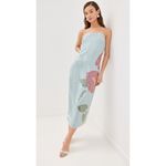 Farm Rio NWT  Blue Anthurium Sequin Slip Maxi Dress Aqua Multi Size L Photo 12