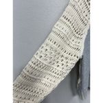 Vintage Havana Crochet Sweater Large Cropped Gray Beige Lace Up Boho Beach Photo 4