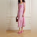 Love Shack Fancy Pink and White Floral Cottagecore Carlyle Midi Dress size sy Photo 2