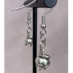 Handmade  Dangly Silver Witch Cauldron Earrings Photo 2